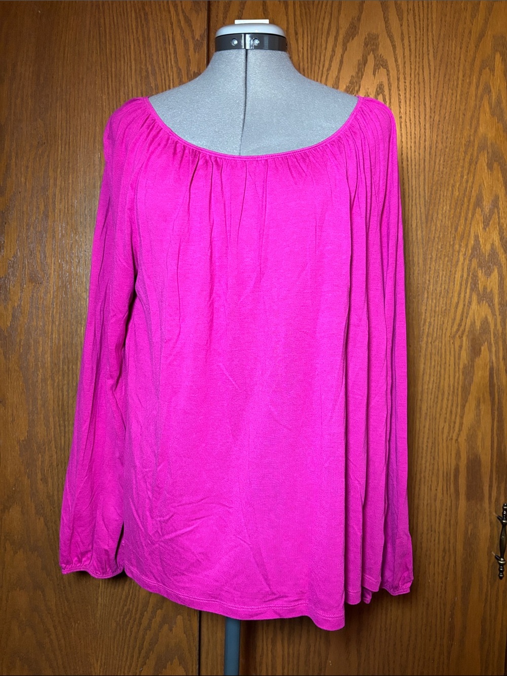 Talbot Relaxed Fit Women's Peasant Blouse in Bright Pink - large